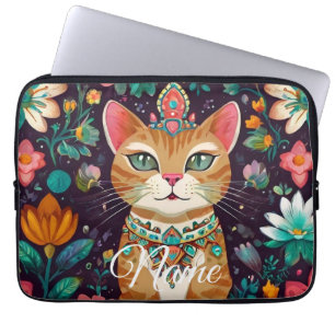 Crowned Bejewelled Cat  Laptop Sleeve