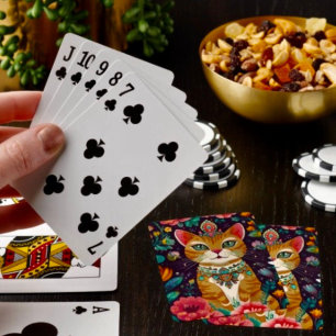Crowned Bejewelled Cat Playing Cards