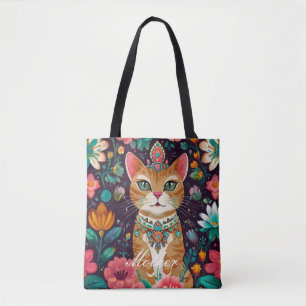 Crowned Bejewelled Cat Tote Bag