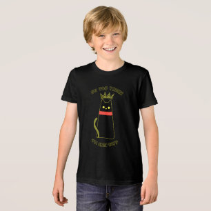 Crowned Bossy Black Cat T-shirt for kids Funny Cat Tri-Blend Shirt