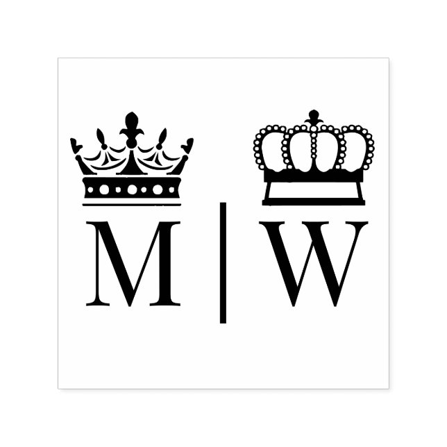 Crowned Bride Groom Wedding 2 Initial Monogram VS Self-inking Stamp (Design)
