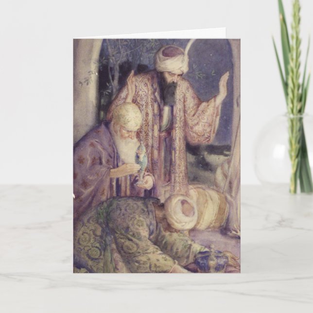 Crowned By Three Kings Vintage Christmas Holiday Card (Front)