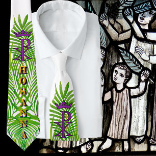 Crowned Chi Rho HOSANNA Palm Sunday Tie