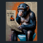 Crowned Chimp on the Throne – Bold Pop Art Poster<br><div class="desc">Step into the world of quirky royalty with "Royal Chimp on the Throne". This digital artwork combines realistic animal portraiture with the boldness of pop art, creating a visually striking and thought-provoking composition. The chimpanzee, detailed with expressive facial features and lifelike fur, squats on a toilet, holding a newspaper titled...</div>