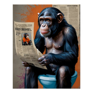 Crowned Chimp on the Throne – Bold Pop Art Poster
