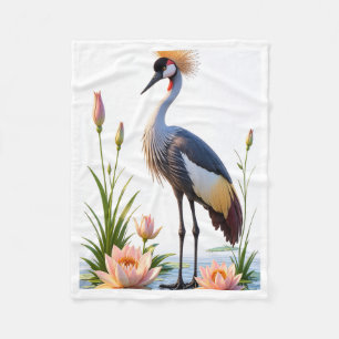 Crowned Crane and Lotus Blanket