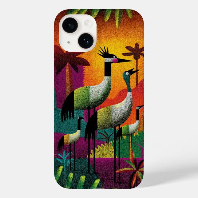 Crowned Cranes Jungle Pop Phone Case (Back)