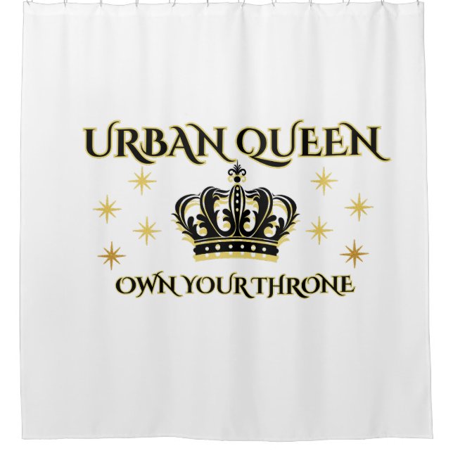  CROWNED DIVA, Urban Queen Polyester White Shower Curtain (Front)