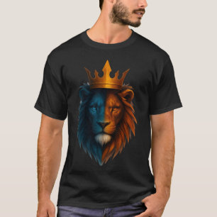 Crowned Duality: Fire & Ice Lion T-Shirt