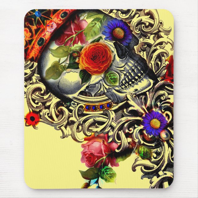 Crowned Floral Skull Mouse Mat (Front)
