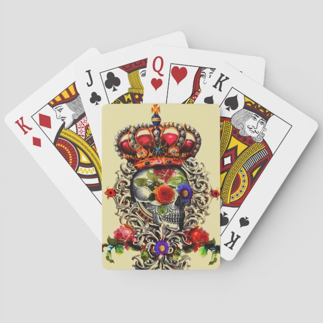 Crowned Floral Skull Playing Cards (Back)