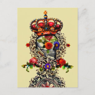 Crowned Floral Skull Postcard