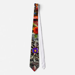 Crowned Floral Skull Tie