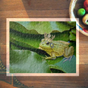 Crowned Frog Prince on Lily Pad Jigsaw Puzzle