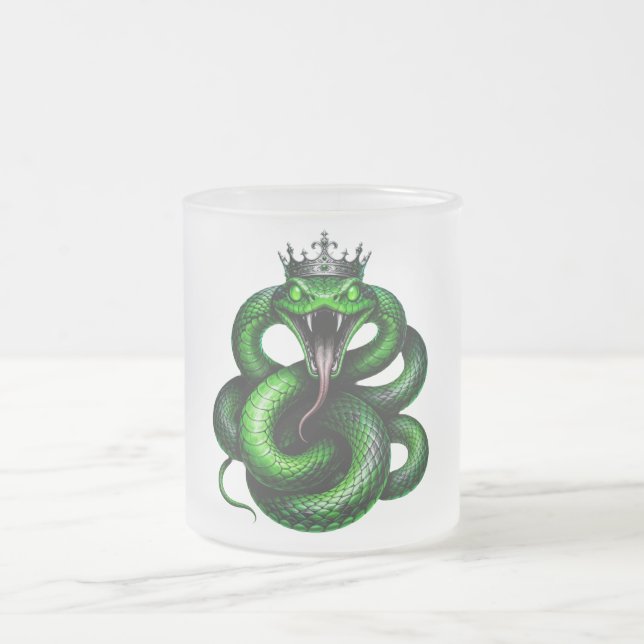 Crowned Green Serpent White Mug (Center)