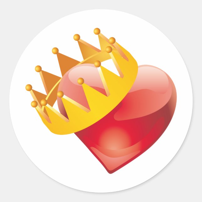 Crowned Heart Classic Round Sticker (Front)