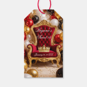 Crowned in Gold Royal Chair Birthday Party Gift Tags