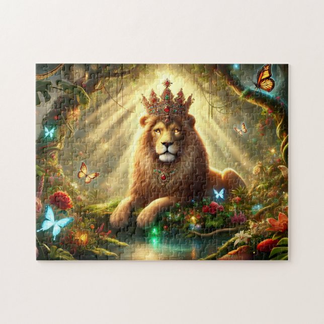Crowned Lion of the Enchanted Forest Jigsaw Puzzle (Horizontal)