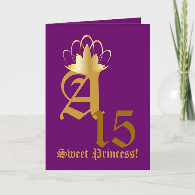 Crowned Monogram Sweet Fifteen!-Customise Invitation (Front)