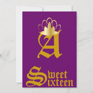 Crowned Monogram Sweet Sixteen-Customise Invitation
