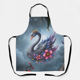Crowned Moon Swan – Guardian of the Silent Lake. Apron
