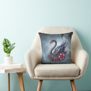 Crowned Moon Swan – Guardian of the Silent Lake. Cushion