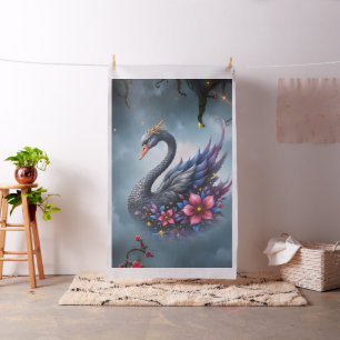 Crowned Moon Swan – Guardian of the Silent Lake.  Fabric