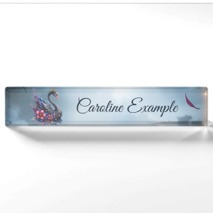 Crowned Moon Swan – Guardian of the Silent Lake. Nameplate
