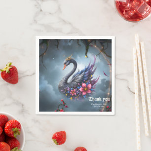 Crowned Moon Swan – Guardian of the Silent Lake.  Napkin