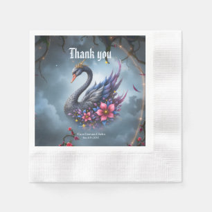 Crowned Moon Swan – Guardian of the Silent Lake.  Napkin