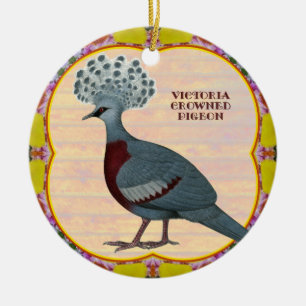 Crowned Pigeon Floral Ceramic Tree Decoration