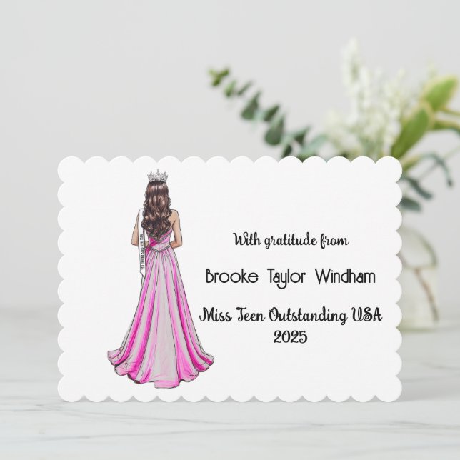 Crowned Queens Custom Pageant Thank You Card (Standing Front)