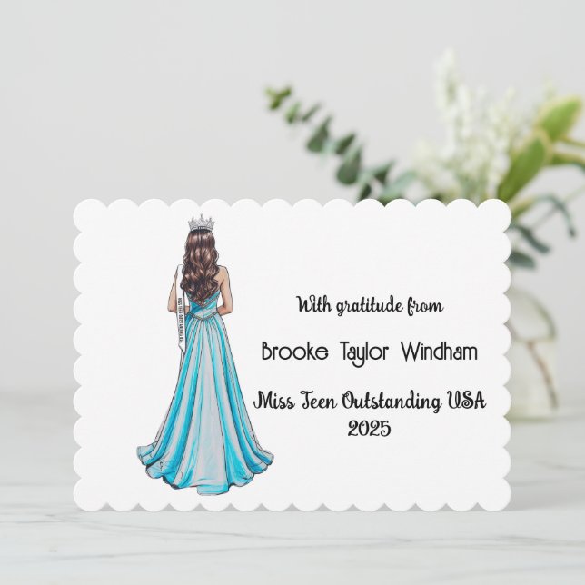 Crowned Queens Custom Pageant Thank You Card (Standing Front)