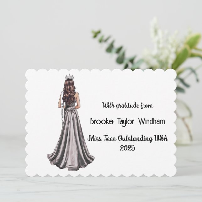 Crowned Queens Custom Pageant Thank You Card (Standing Front)