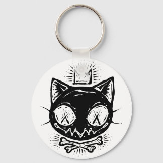 Crowned Skull Cat Key Ring