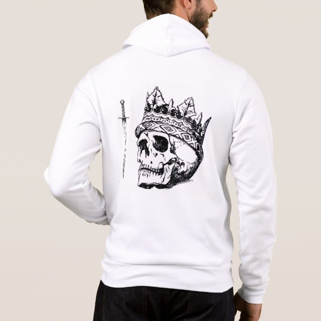 Crowned Skull & Dagger White Hoodie (Back)