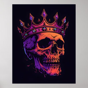 Crowned Skull – Neon Royalty Poster
