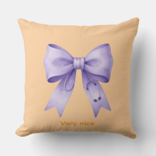 Crowned Stethoscope Lavender Bow Cushion