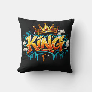Crowned Street King Graffiti Cushion