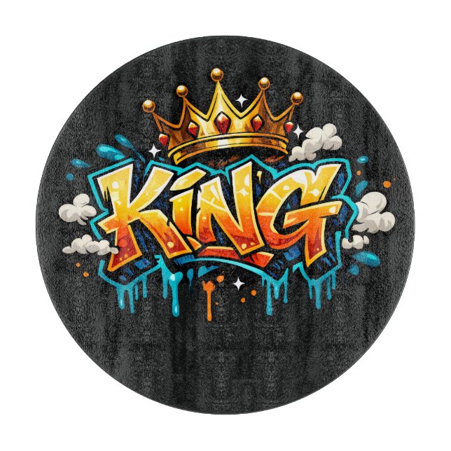 Crowned Street King Graffiti Cutting Board (Front)
