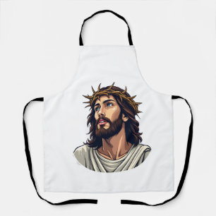Crowned Thorns Jesus Vintage Etching Shirt 2 Apron
