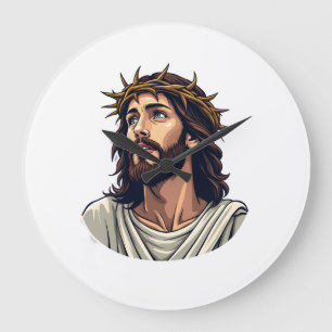 Crowned Thorns Jesus Vintage Etching Shirt 2 Large Clock