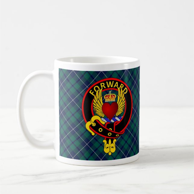 Crowned Winged Heart Douglas Crest w/tartan mug (Left)
