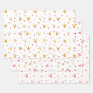 Crowns and Hearts  Wrapping Paper Sheet