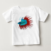 Crowntail betta fish cartoon illustration