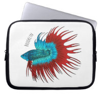 Crowntail betta fish cartoon illustration