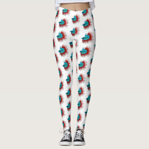 Crowntail betta fish cartoon illustration leggings