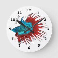 Crowntail betta fish cartoon illustration
