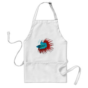 Crowntail betta fish cartoon illustration standard apron