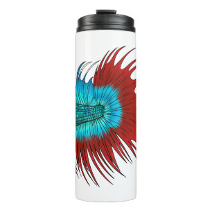 Crowntail betta fish cartoon illustration thermal tumbler